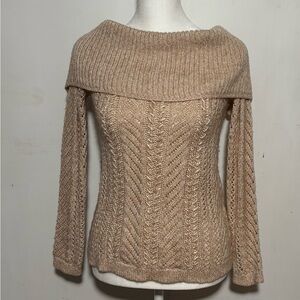 White House Black Market Rose Pink Off The Shoulder Knit Sweater Size XS